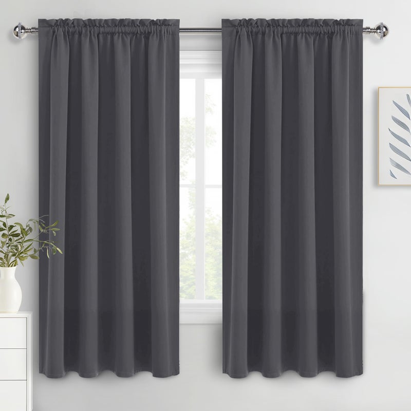 DWCN Blackout Curtains for Bedroom 72 Inch Length 2 Panels Set, Solid Thermal Insulated Energy Saving Rod Pocket Window Treatment Curtains Blackout Drapes (W42 x L72 Inch, Dark Grey) - Image 1